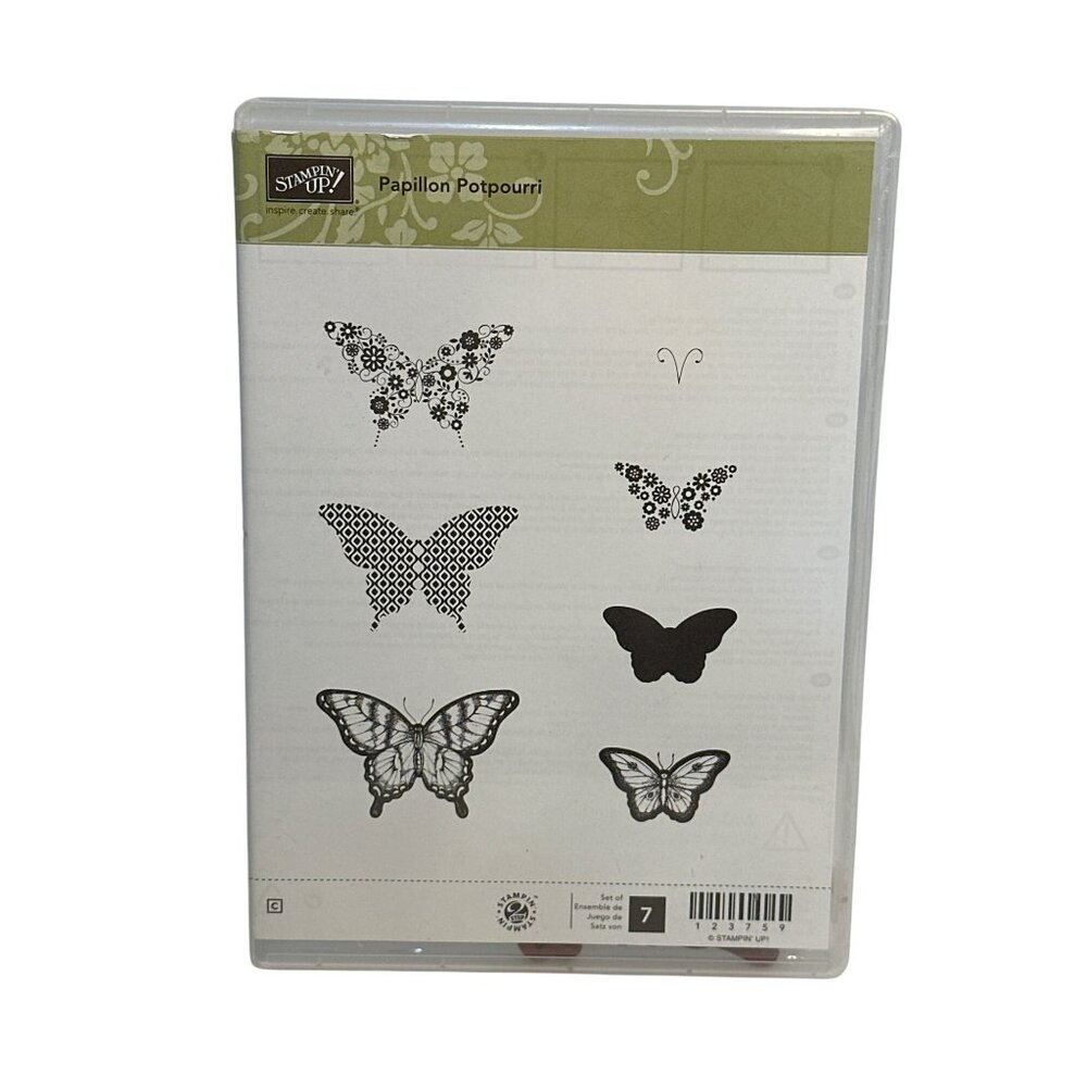 PRE-USED‎ Stampin’ Up! “Papillon Potpourri” 7-Piece Cling Stamp Set Butterfly